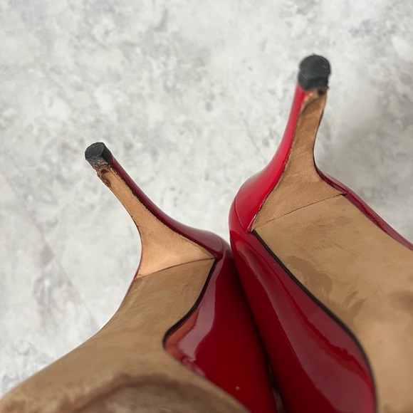 Stuart Weitzman Peep Toe Pumps Bright Red 9 Bold Solid Stiletto Heels Party - Picture 6 of 10